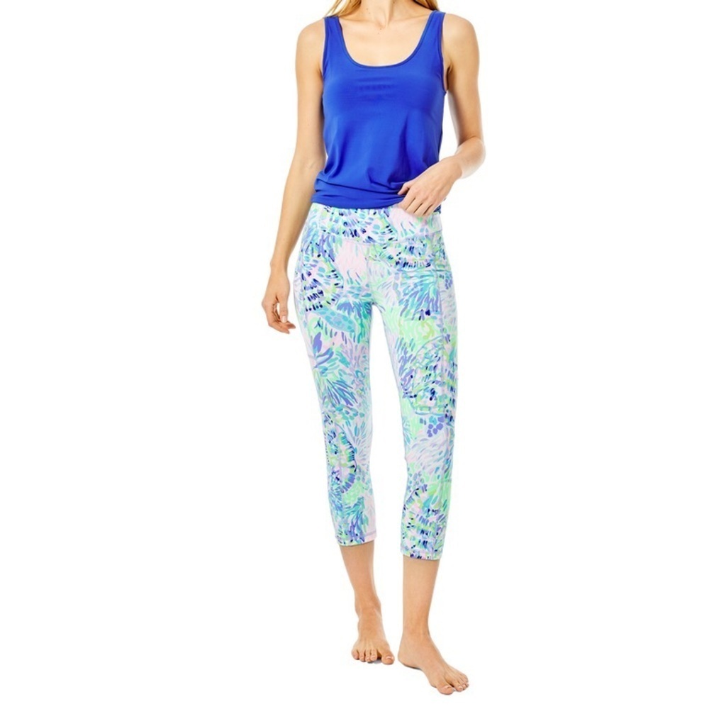 Lilly Pulitzer Luxletic Weekender High Rise Crop Leggings Shell Of A Party XS - Picture 9 of 10